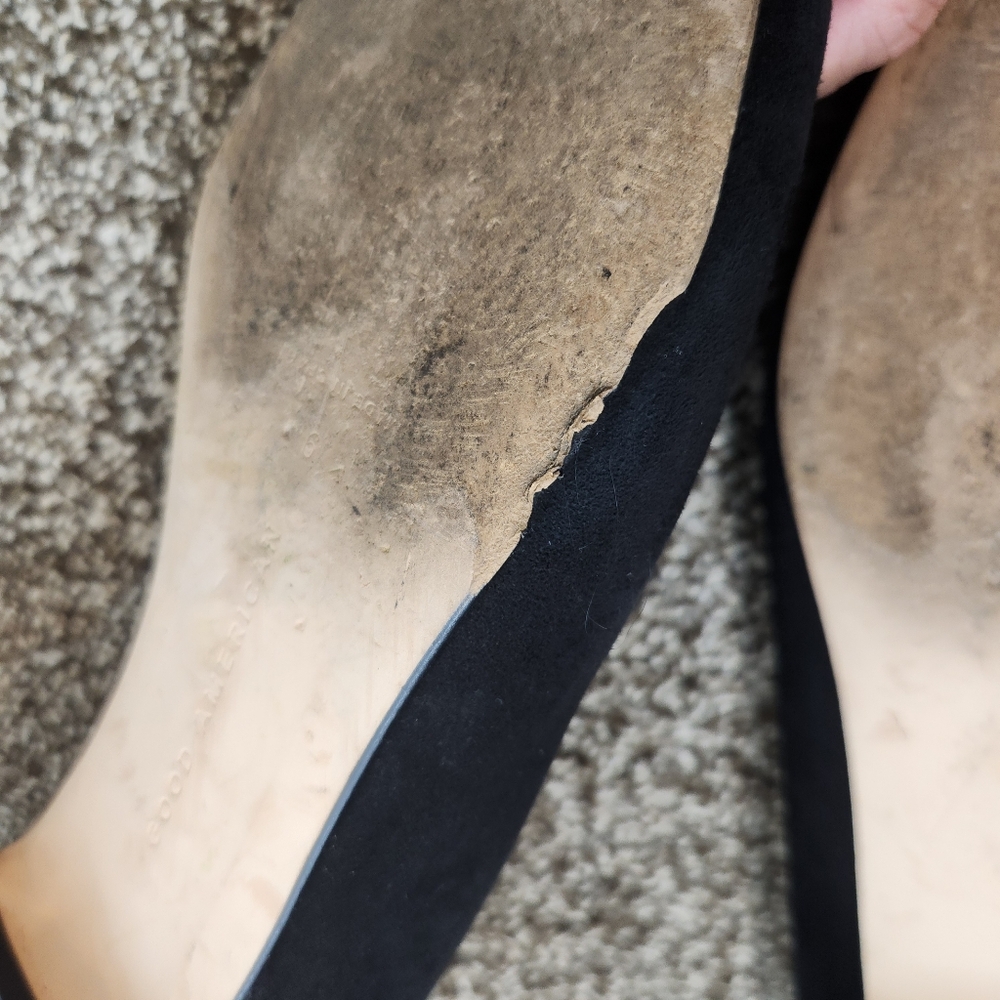Good American Black Suede Pointed Toe Flat Shoes Size 9 - Picture 6 of 8